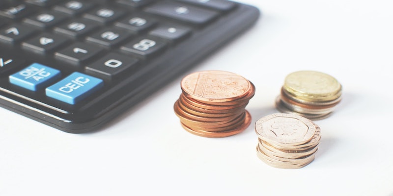 calculator with coins