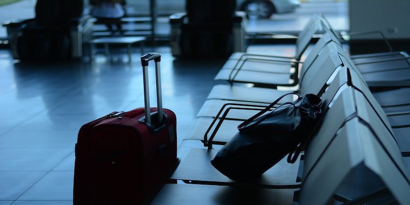 suitcase and bag in airport