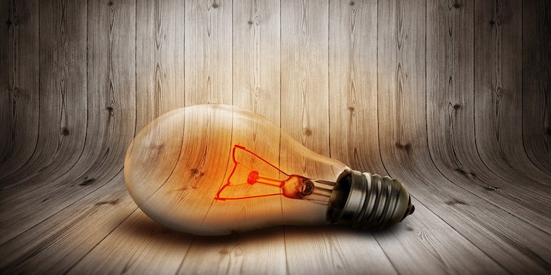 lightbulb on wooden background