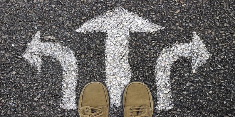 arrows on ground to signify choices